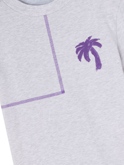 Palm Angels Animalier Logo-print Cotton T-shirt In Purple