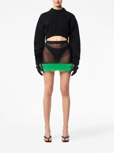 Heron Preston Faux-fur Straight Skirt In Black