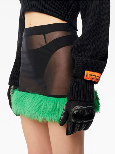 Shop Heron Preston Faux-fur Straight Skirt In Black