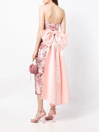 Shop Marchesa Strapless Column Midi Dress In Blush