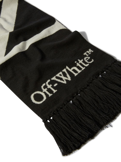 Off-white No Offence Intarsia-logo Scarf In Black