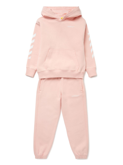 Shop Off-white Bookish Diag Cotton Track Pants In Pink