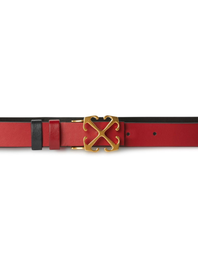 Shop Off-white Arrows Reversible Leather Belt In Black