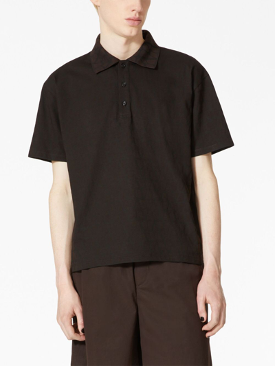 Shop Valentino Toile Iconographe Cotton Polo Shirt In Brown