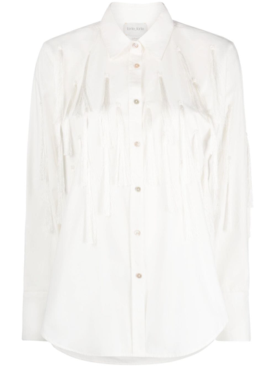 Shop Forte Forte Tassel-embellished Cotton Shirt In White