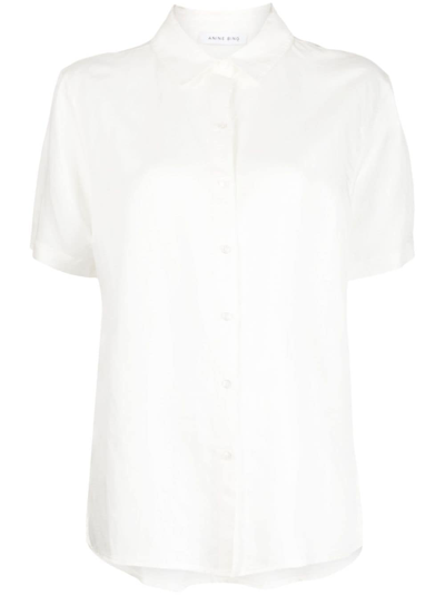Shop Anine Bing Classic-collar Short-sleeve Shirt In White