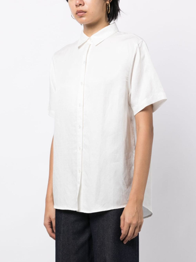 Shop Anine Bing Classic-collar Short-sleeve Shirt In White