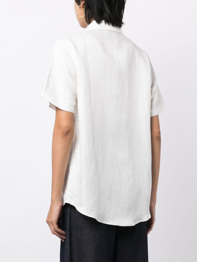 Shop Anine Bing Classic-collar Short-sleeve Shirt In White