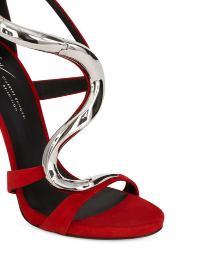 Giuseppe Zanotti Venere Metallic-snake Sandals In Red