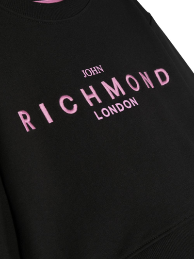 Shop John Richmond Junior Logo-embroidered Jersey Sweatshirt In Black