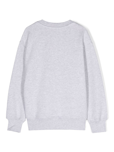 Msgm Printed Logo Cotton Sweatshirt In Grey