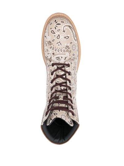 Shop Philipp Plein Paisley-print Leather Ankle Boots In Neutrals