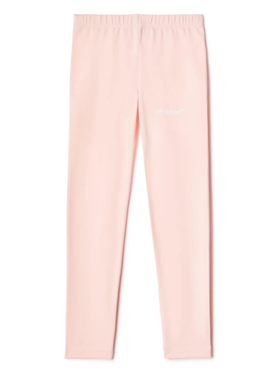 Shop Off-white Bookish Diag Cotton Leggings In Pink