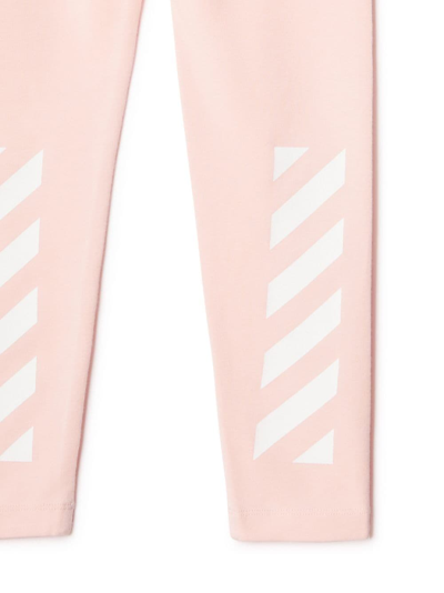 Shop Off-white Bookish Diag Cotton Leggings In Pink