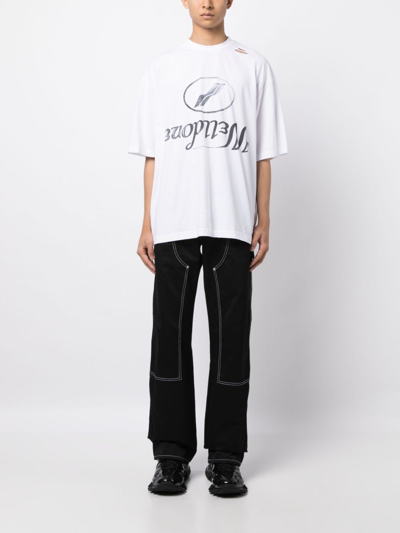 We11 Done Logo-print Cotton T-shirt In White