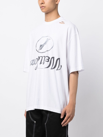 We11 Done Logo-print Cotton T-shirt In White
