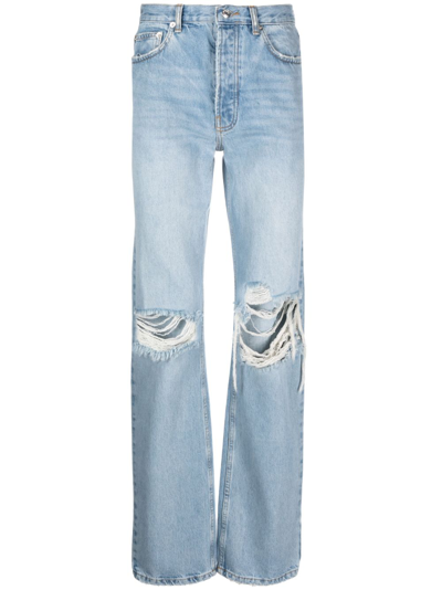 Shop Mainless Ripped Mid-rise Jeans In Blue