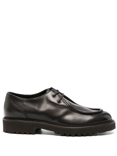 Shop Doucal's Lace-up Leather Loafers In Brown