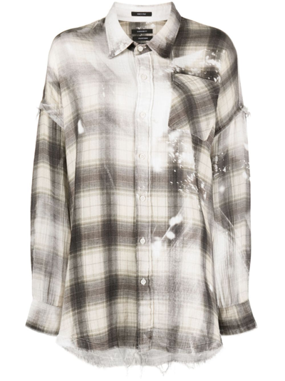 Shop R13 Plaid-check Bleached Shirt In Grey