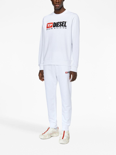 Shop Diesel S-ginn-div Logo-appliqué Sweatshirt In White