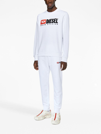 Diesel Maglia A Maniche Lunghe Con Ricamo In White