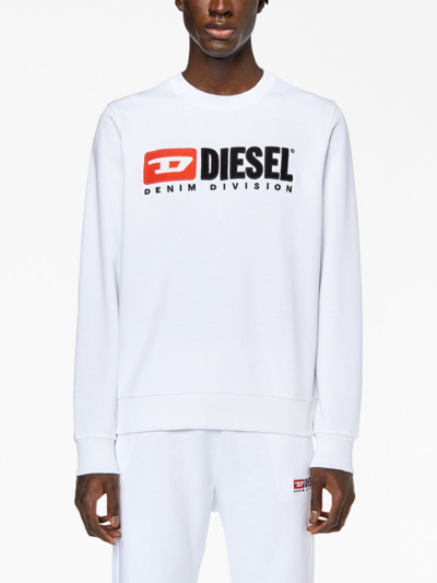Diesel Maglia A Maniche Lunghe Con Ricamo In White