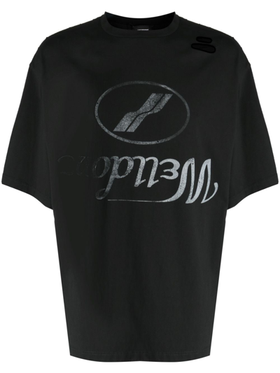 Shop We11 Done Logo-print Cotton T-shirt In Black