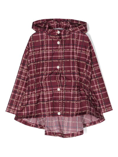 Shop There Was One Tartan-print Hooded Raincoat In Red