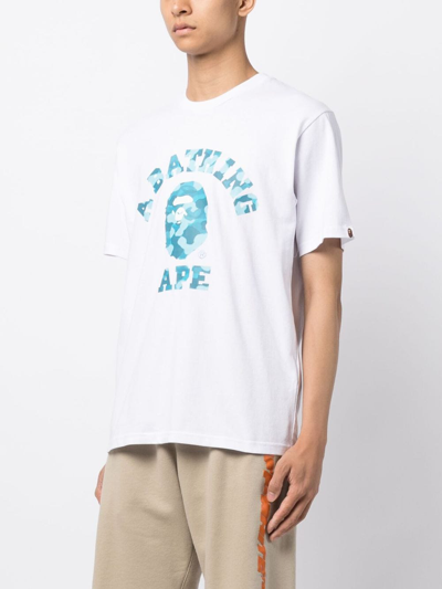 Shop A Bathing Ape Radiation College Camouflage-print T-shirt In White