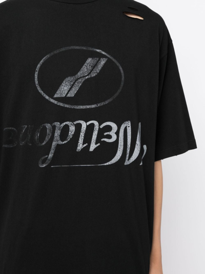 Shop We11 Done Logo-print Cotton T-shirt In Black