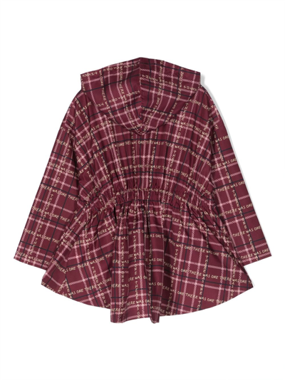 Shop There Was One Tartan-print Hooded Raincoat In Red