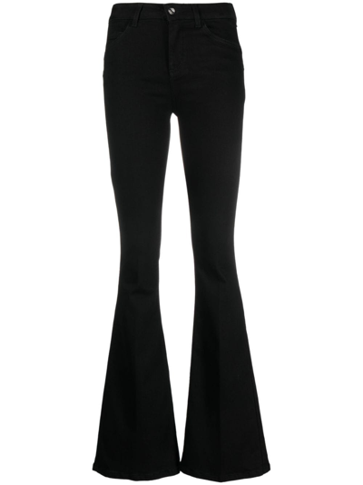 Shop Liu •jo High-waist Flared Jeans In Black
