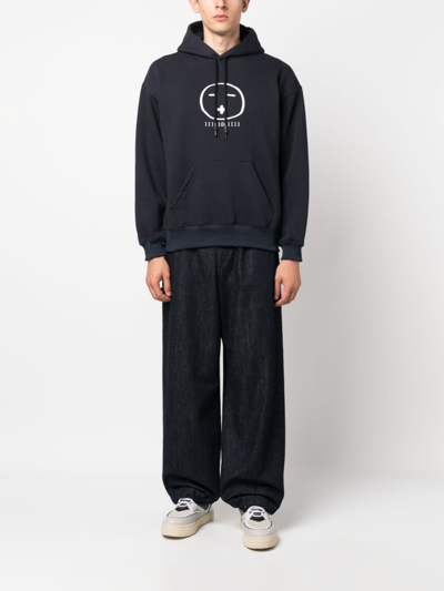 Société Anonyme Graphic-print Drawstring Hoodie In Blue