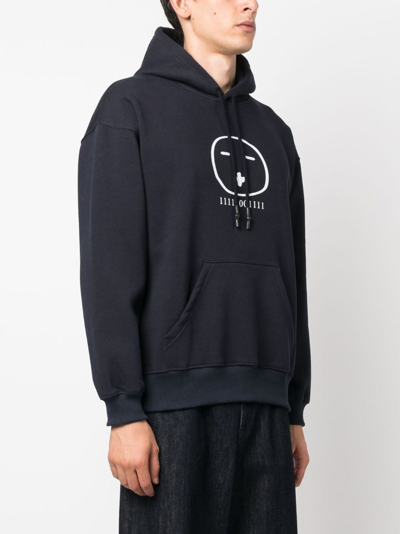 Société Anonyme Graphic-print Drawstring Hoodie In Blue