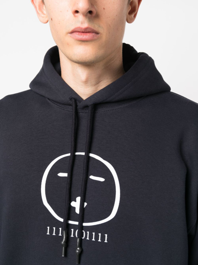 Société Anonyme Graphic-print Drawstring Hoodie In Blue