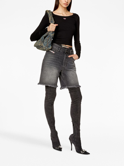 Diesel Long-sleeve Top With Embroidered D Patch In Black