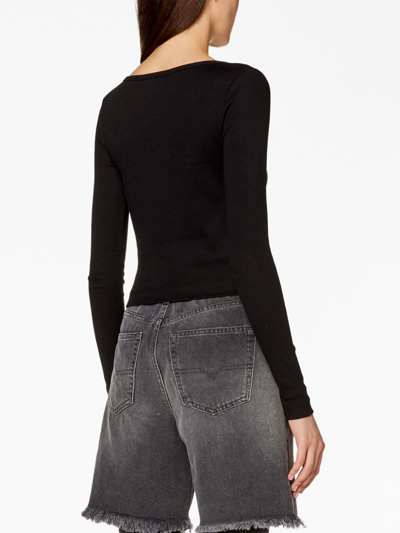 Diesel Long-sleeve Top With Embroidered D Patch In Black