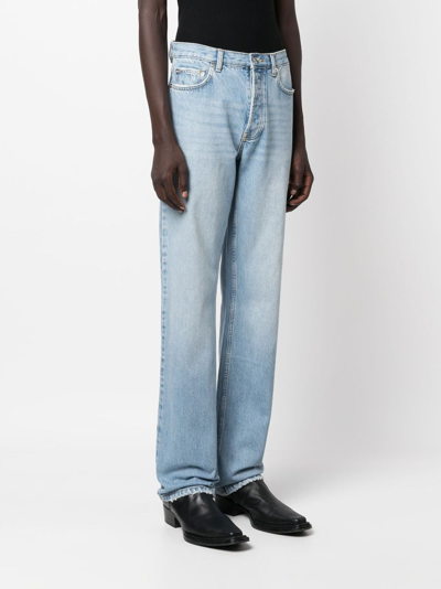 Shop Mainless Logo-patch Mid-rise Jeans In Blue