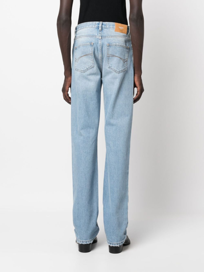 Shop Mainless Logo-patch Mid-rise Jeans In Blue