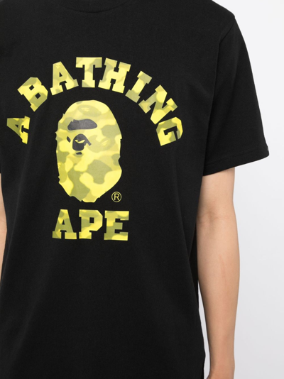 Shop A Bathing Ape Radiation College Camouflage-print T-shirt In Black