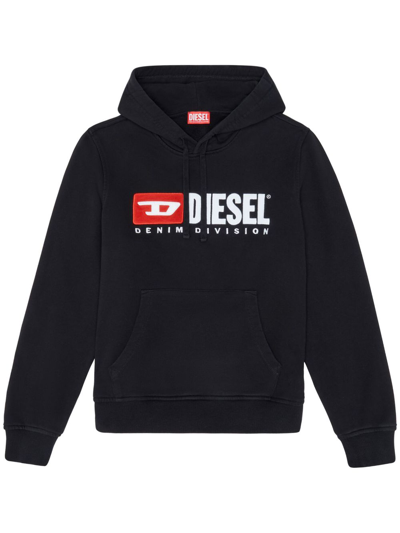 Shop Diesel S-ginn-hood-div Logo-appliqué Hoodie In Black