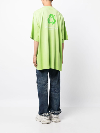 Shop Vetements Slogan-print Cotton T-shirt In Green