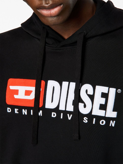 Shop Diesel S-ginn-hood-div Logo-appliqué Hoodie In Black