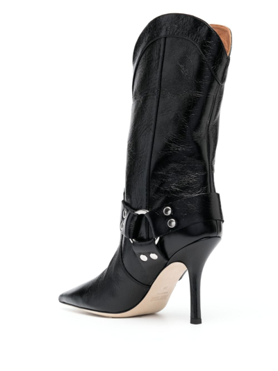 Paris Texas Pointed-toe Leather Boots In Black