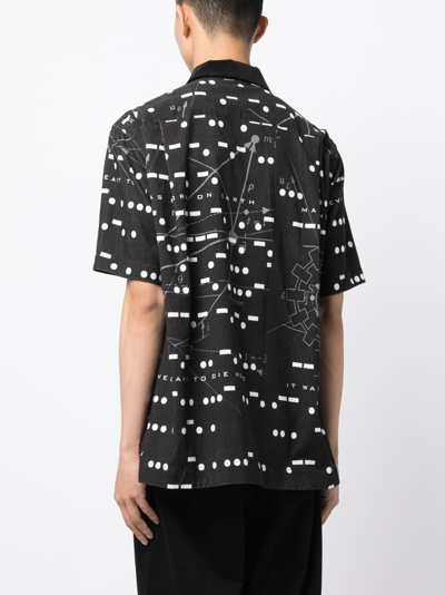 Shop Sacai X Interstellar Geometric-print Cotton Shirt In Black