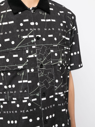 Shop Sacai X Interstellar Geometric-print Cotton Shirt In Black