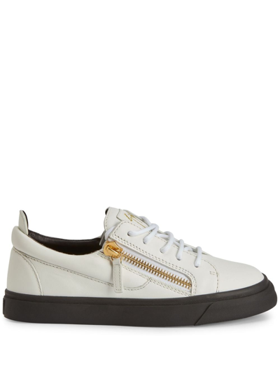 Shop Giuseppe Zanotti Nicki Leather Low-top Sneakers In White