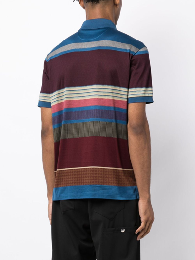Shop Paul Smith Striped Cotton Polo Shirt In Brown