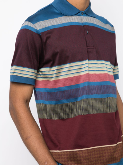 Shop Paul Smith Striped Cotton Polo Shirt In Brown