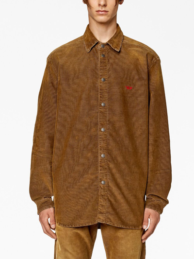 Diesel D-simply Corduroy Shirt In Brown